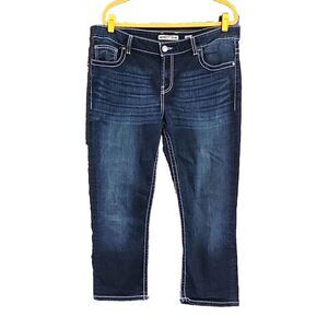 BKE LADIES PAYTON CROPPED BLUE DARK WASH DENIM JEANS SZ 36 X 25.5